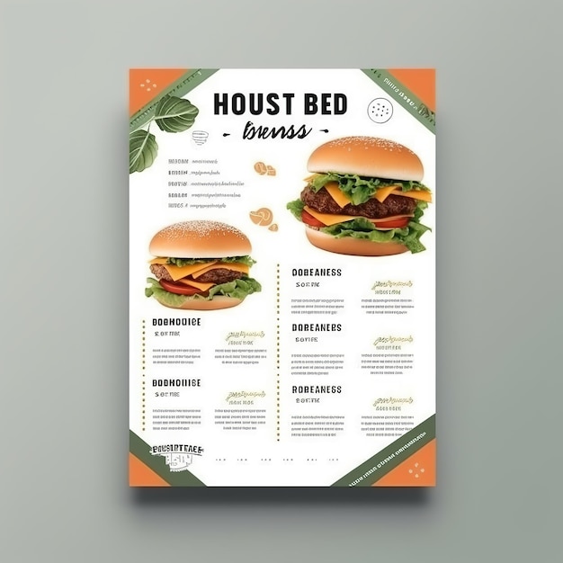 Foto fastfood flyer poster pamflet brochure cover ontwerp lay-out sjabloon in a4-formaat ai gegenereerd