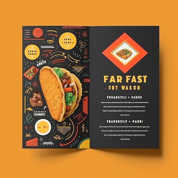 Foto fastfood flyer poster pamflet brochure cover ontwerp lay-out sjabloon in a4-formaat ai gegenereerd