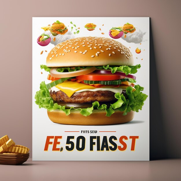 Fastfood Flyer poster pamflet brochure cover ontwerp lay-out sjabloon in A4-formaat Ai gegenereerd