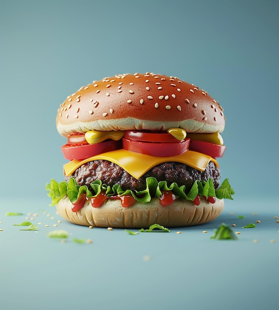 Fastfood illustratie 3d burger