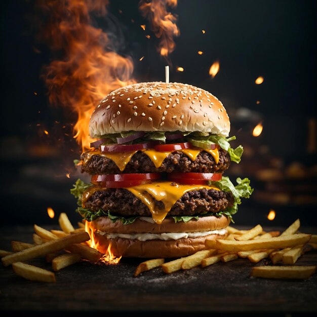 Fastfood sluitertijd hamburgerfotografie ai gegenereerd