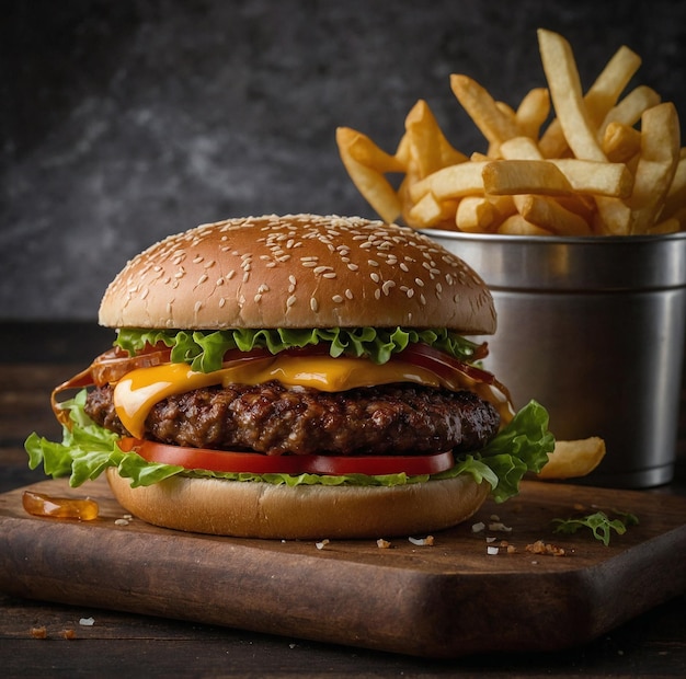 Fastfood warme burger die uit de rook komt.