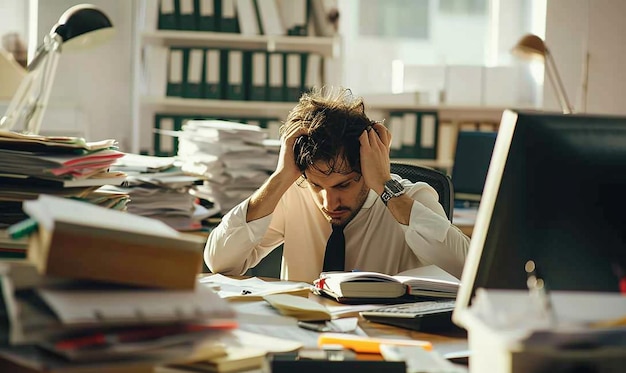 Foto stress da scadenze d'ufficio veloci e caotiche