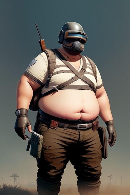 Foto personaggio armato grasso per il gioco delle pistole