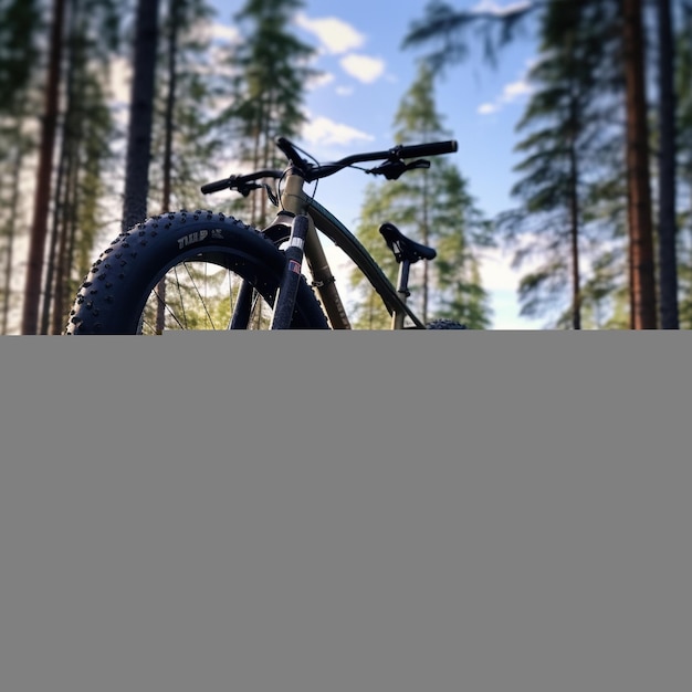 Фото Толстый велосипед, припаркованный на лесной тропе.