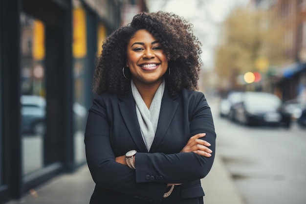 Fat black man who is smiling and crossing her arms