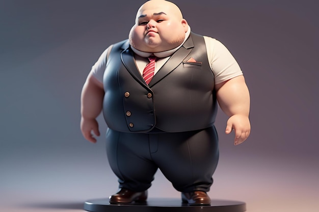 Foto fat boy cartoon character styling anime style fat wallpaper achtergrond model karakter rendering