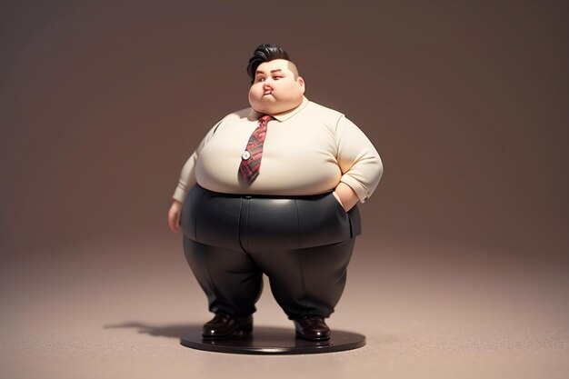 Foto fat boy cartoon character styling anime style fat wallpaper achtergrond model karakter rendering