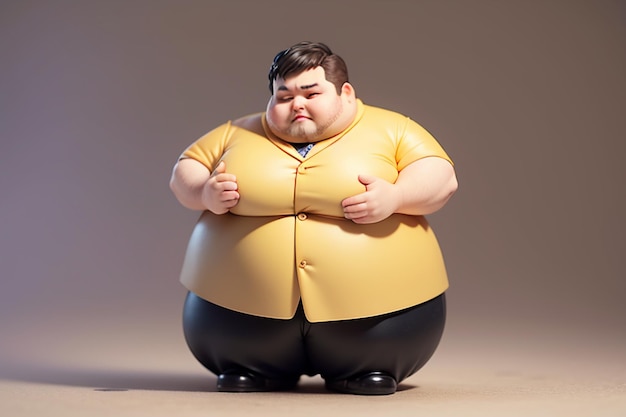 Fat Boy Cartoon Character Styling Anime Style Fat Wallpaper Achtergrond Model Karakter Rendering