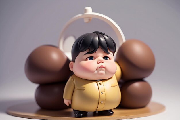 Fat Boy Cartoon Character Styling Anime Style Fat Wallpaper Achtergrond Model Karakter Rendering