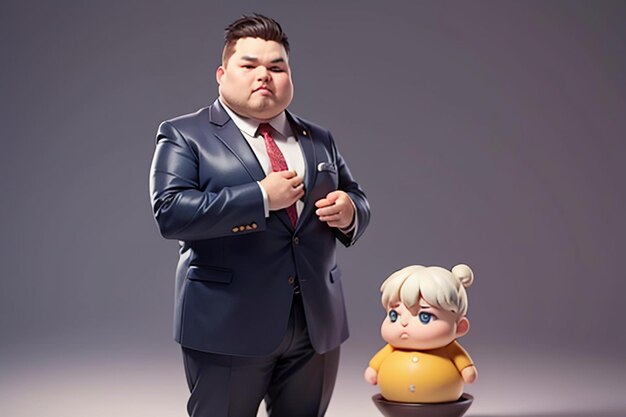 Fat boy cartoon character styling anime style fat wallpaper background model character rendering