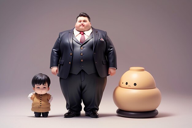 Fat boy cartoon character styling anime style fat wallpaper background model character rendering