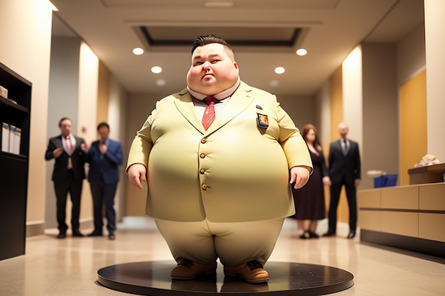 Foto fat boy cartoon character styling anime style fat wallpaper background model character rendering