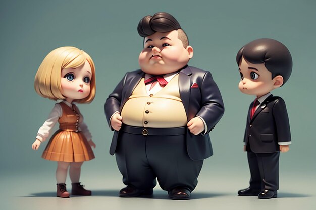 Photo fat boy cartoon character styling anime style fat wallpaper background model character rendering