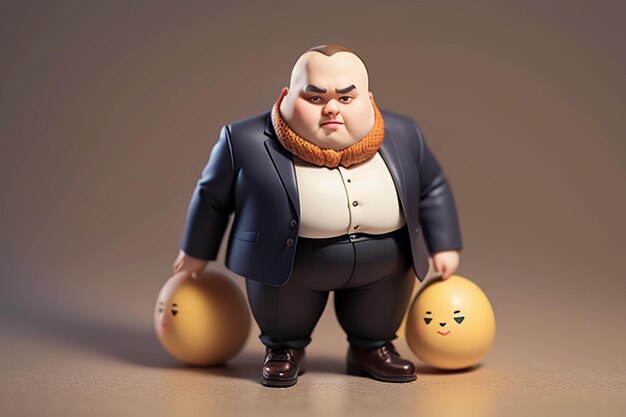 Foto fat boy cartoon character styling anime style fat wallpaper background model character rendering