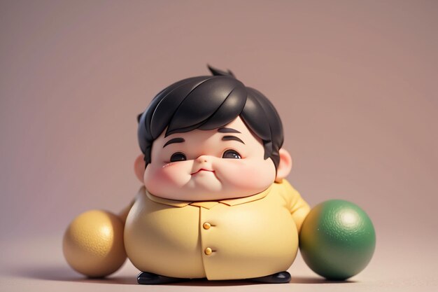 写真 脂肪少年の漫画のキャラクターのスタイリングアニメ スタイル脂肪の壁紙の背景モデルのキャラクターのレンダリング