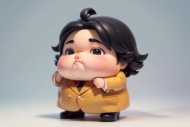 Foto fat boy cartoon character styling anime style fat wallpaper background model character rendering