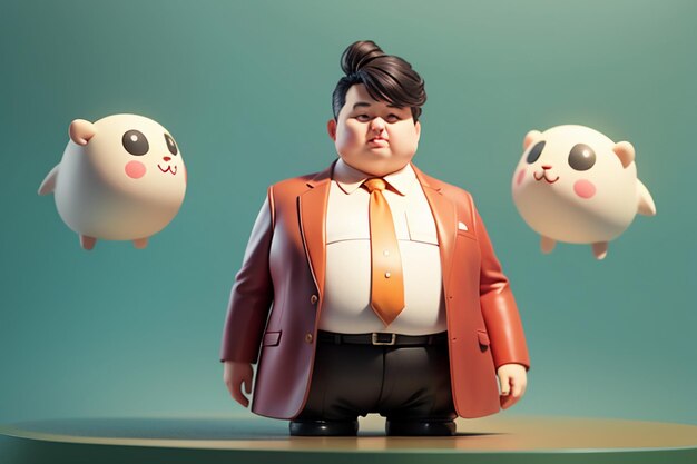 Fat boy cartoon character styling anime style fat wallpaper background model character rendering