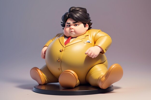 Photo fat boy cartoon character styling anime style fat wallpaper background model character rendering