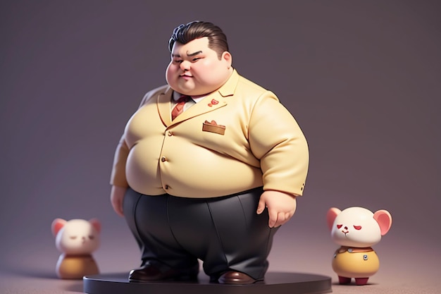 뚱뚱한 소년 만화 캐릭터 스타일링 애니메이션 스타일 뚱뚱한 벽지 배경 모델 캐릭터 렌더링