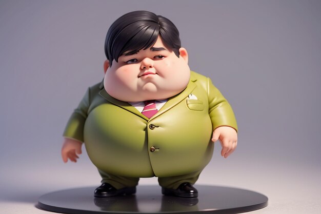 Photo fat boy cartoon character styling anime style fat wallpaper background model character rendering