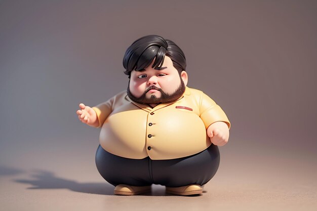 Fat boy cartoon character styling anime style fat wallpaper background model character rendering