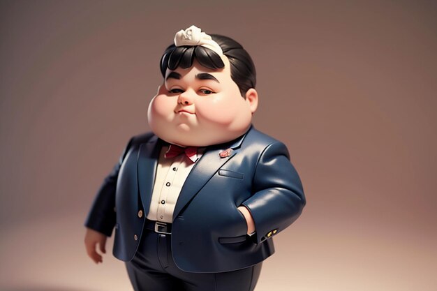 Photo fat boy cartoon character styling anime style fat wallpaper background model character rendering