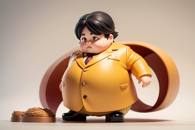 Photo fat boy cartoon character styling anime style fat wallpaper background model character rendering