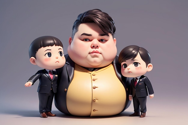 Fat boy cartoon character styling anime style fat wallpaper background model character rendering