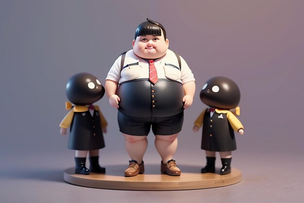 Photo fat boy cartoon character styling anime style fat wallpaper background model character rendering