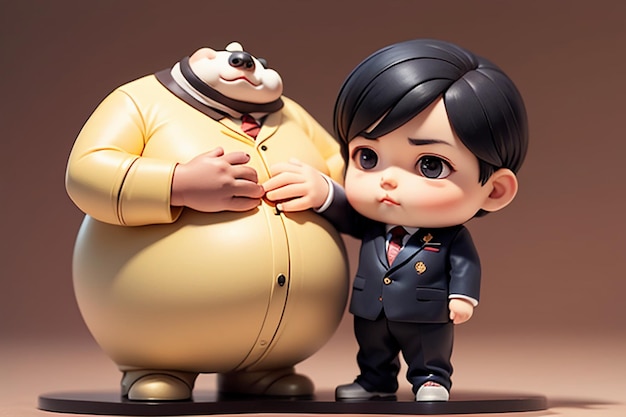 Foto fat boy cartoon character styling anime style fat wallpaper background model character rendering