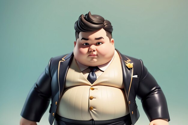 Fat boy cartoon character styling anime style fat wallpaper background model character rendering