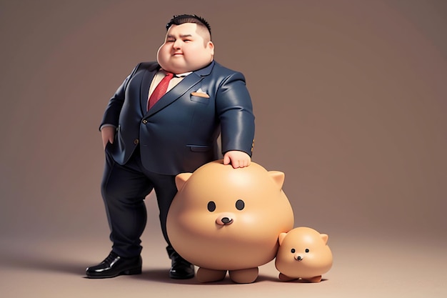 Fat Boy Cartoon Character Styling Anime Style Fat Wallpaper Background Model Character Rendering