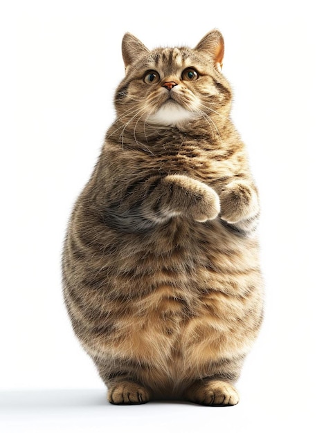 a fat cat standing on its hind legs