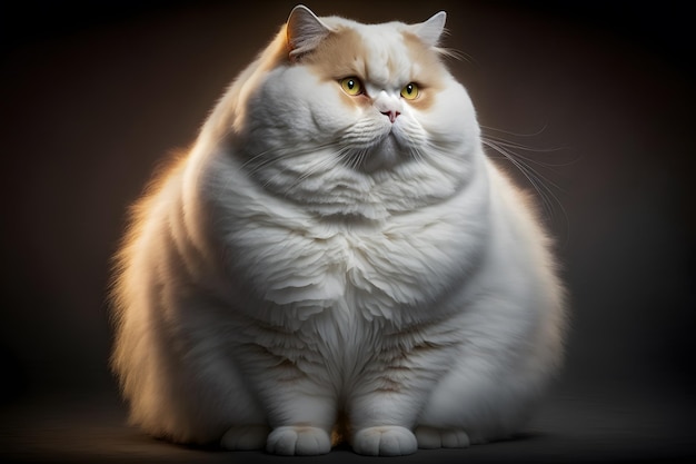 A fat cat with a dark background