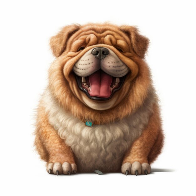 fat cute dog portrait isolated on white background