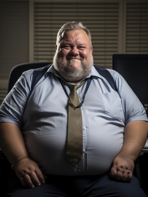 Photo a fat man wearing a tie