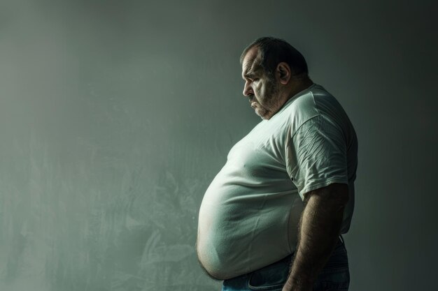 fat man with obesity unhealthy living concept