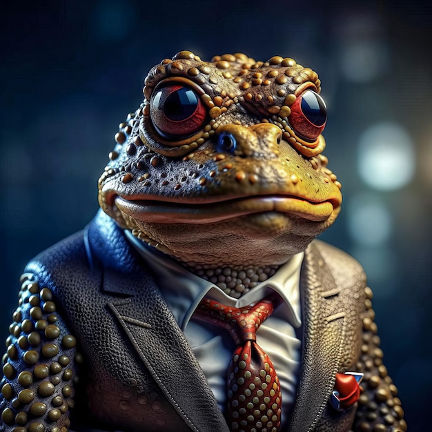 Fat toad boss manager frog banker toad businessman