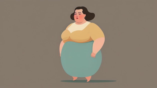 Fat woman and cake