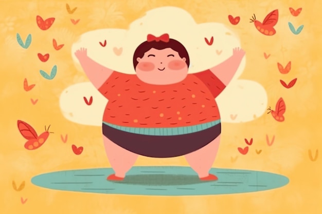 Fat woman doing exercise AI Generated