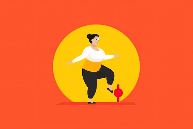 Fat woman doing exercise AI Generated