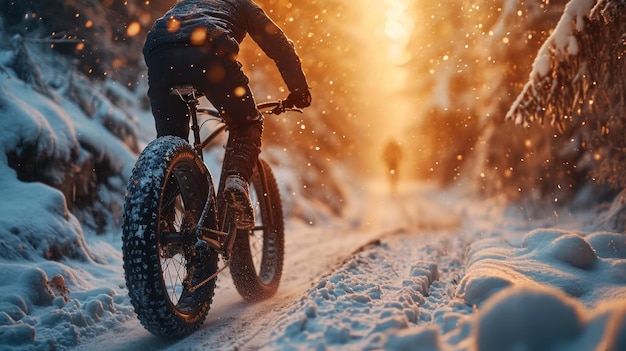 Fatbike actie close-up trending lensflare zomer ar