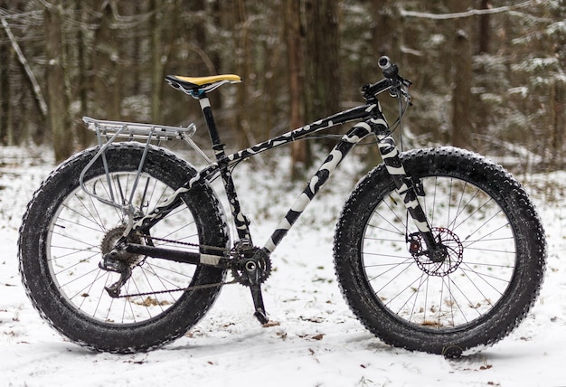 Photo a fatbike standing in the woods in winter