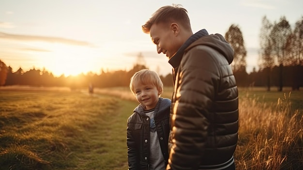 写真 父と息子は父の日に一緒に遊ぶ