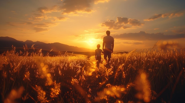 Father and Child Enjoying Sunset Perfect for Father39s Day