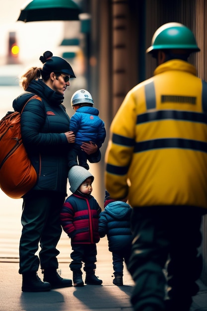 Father and Children on Father's Day Celebrating the Happy Father's Day greeting card Generative ai