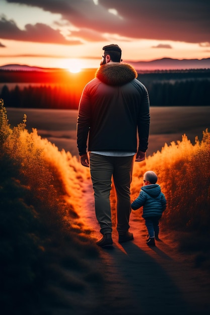 Foto padre e figli per la festa del papà che celebrano la cartolina d'auguri per la festa del papà felice generativo ai