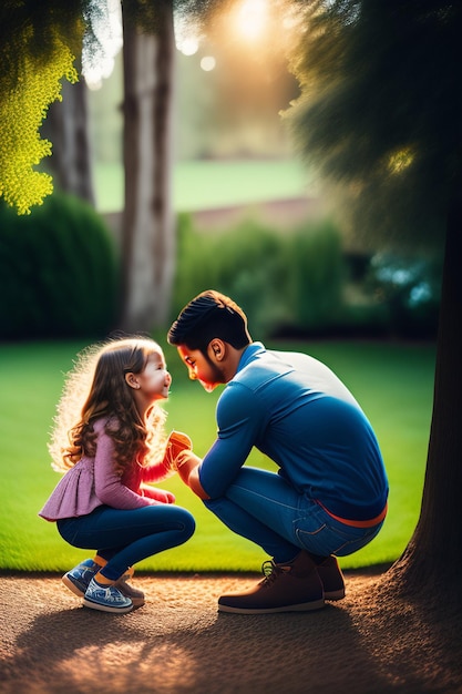 Father and Children on Father's Day Celebrating the Happy Father's Day greeting card Generative ai