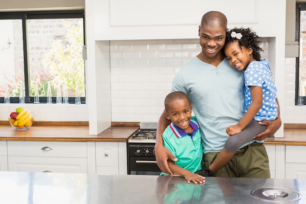 Father and children in the kitchen